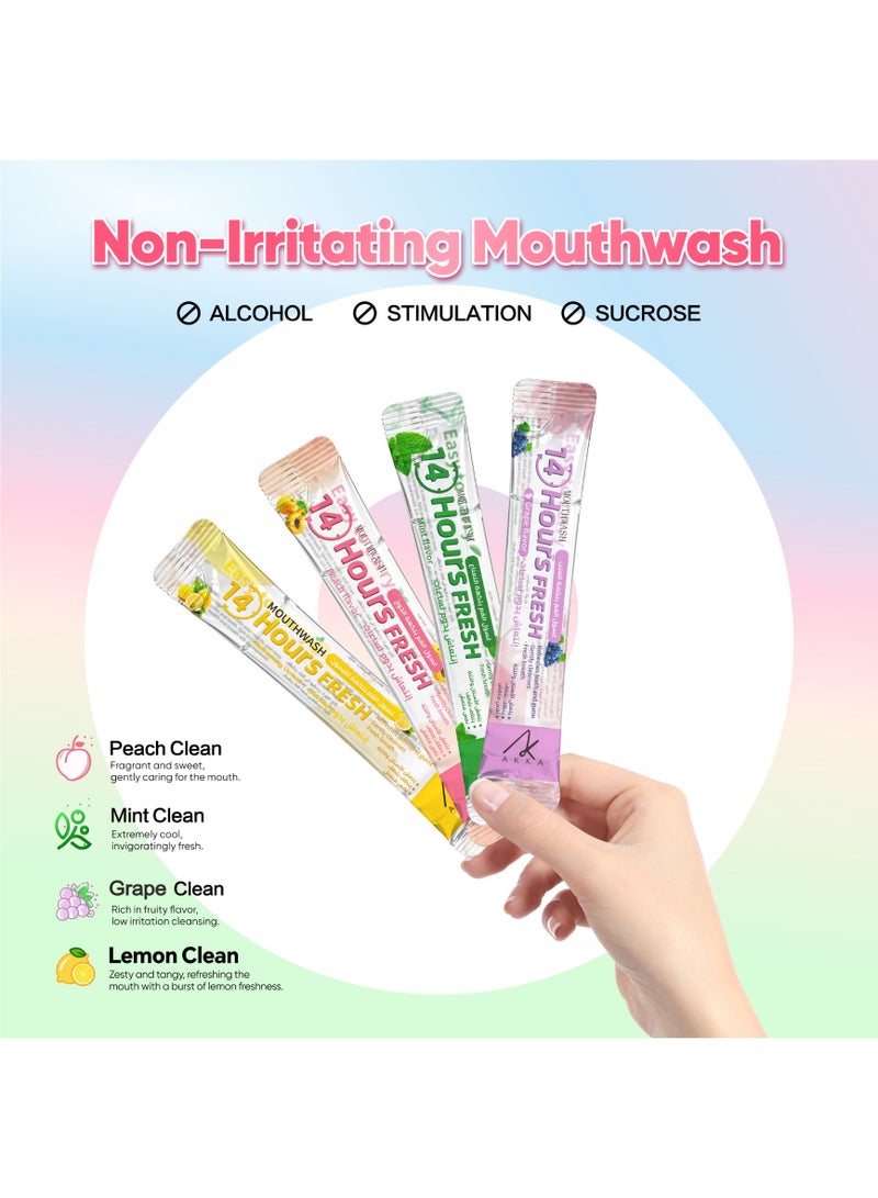 Akka Portable Disposable Mouthwash,4 Flavors together Mint Lemon Peach Grape, Alcohol Free 10ml, 40 Pcs - Image 5
