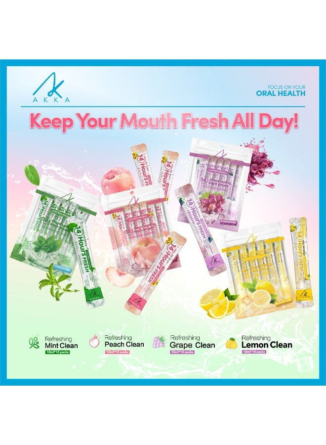 Akka Portable Disposable Mouthwash,4 Flavors together Mint Lemon Peach Grape, Alcohol Free 10ml, 40 Pcs - Image 1