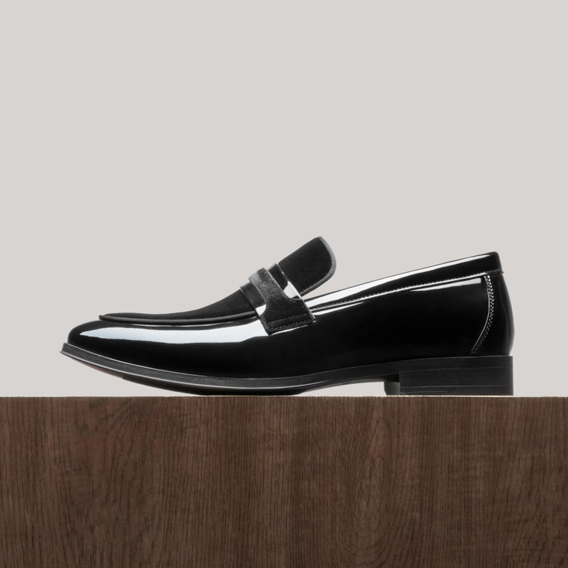Bruno Marc Men's Tuxedo Patent Loafers Classic Velvet Slip-on Dress Shoes,Size 9.5,Black,SBLS2407M - Image 4