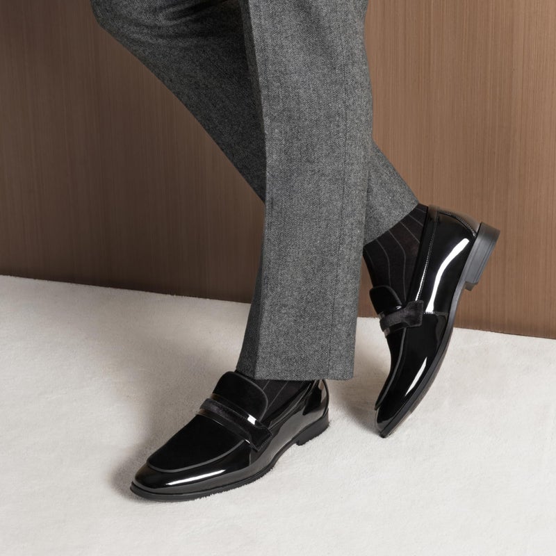 Bruno Marc Men's Tuxedo Patent Loafers Classic Velvet Slip-on Dress Shoes,Size 9.5,Black,SBLS2407M - Image 2