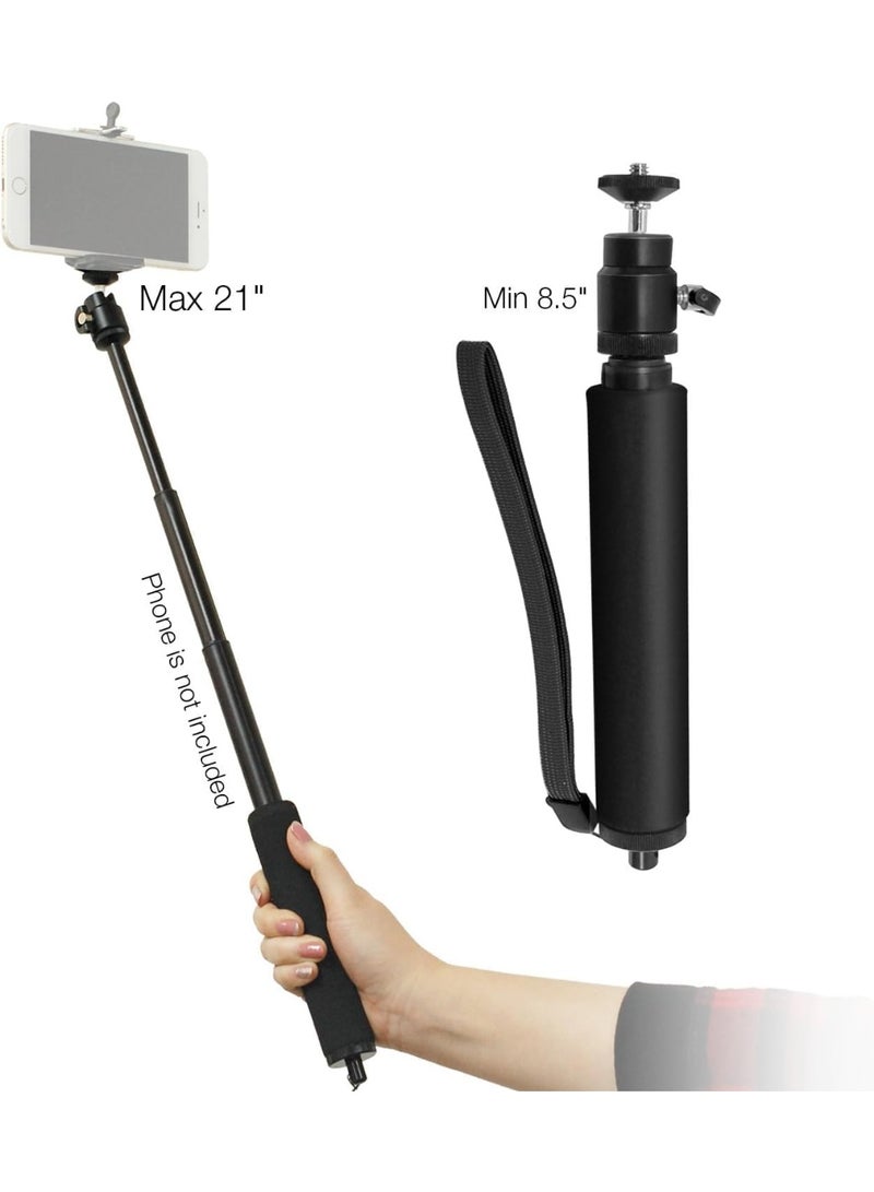 GenPro LS Photography Extendable Selfie Stick Monopod with Hand Grip and Ball Head Holder for Camera Camcorder Phone Holders, KINGJOY - Image 3