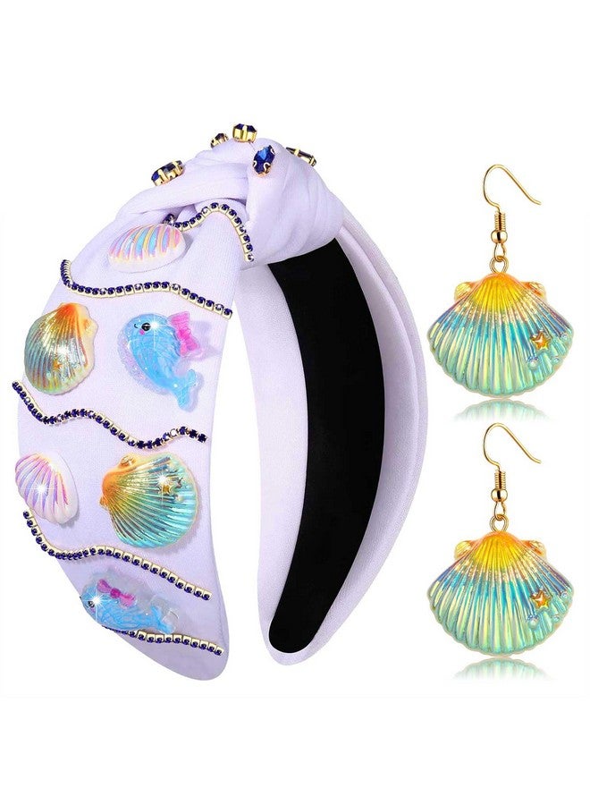 YAHPERN Shell Headbands For Women Boho Summer Beach Headbands Ocean Whale Seashell Headband Embellished Crystal Rhinestone Knotted Headband Summer Accessories Vacation Beach Outfits Gifts (Set 2) - Image 1