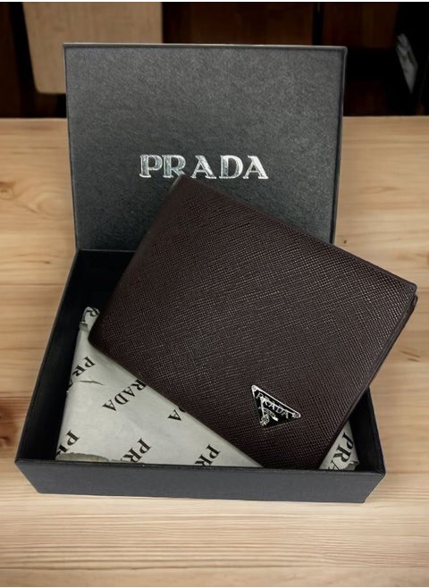 Prada Men's Bi-fold Wallet - Timeless Elegance in Brown