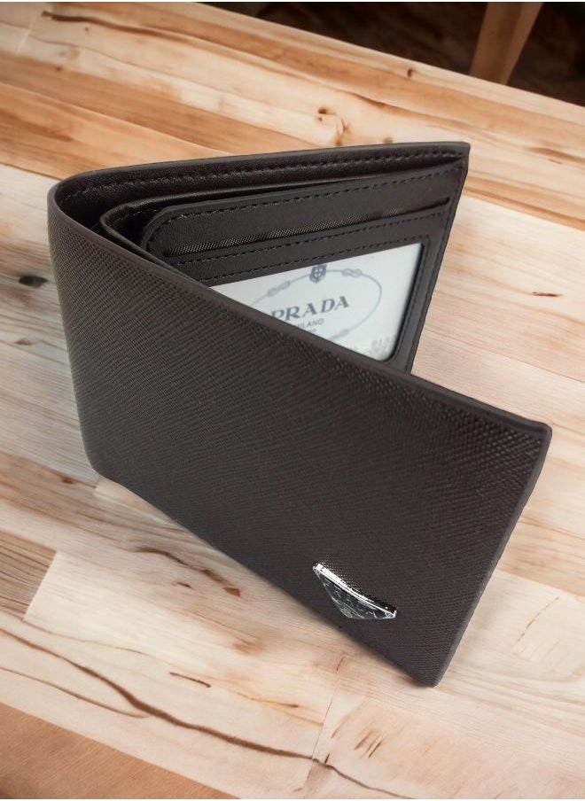 Generic - Prada Men's Bi-fold Wallet - Timeless Elegance in Brown - Image 1