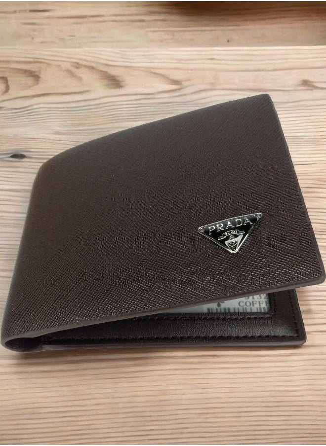 Generic - Prada Men's Bi-fold Wallet - Timeless Elegance in Brown - Image 1
