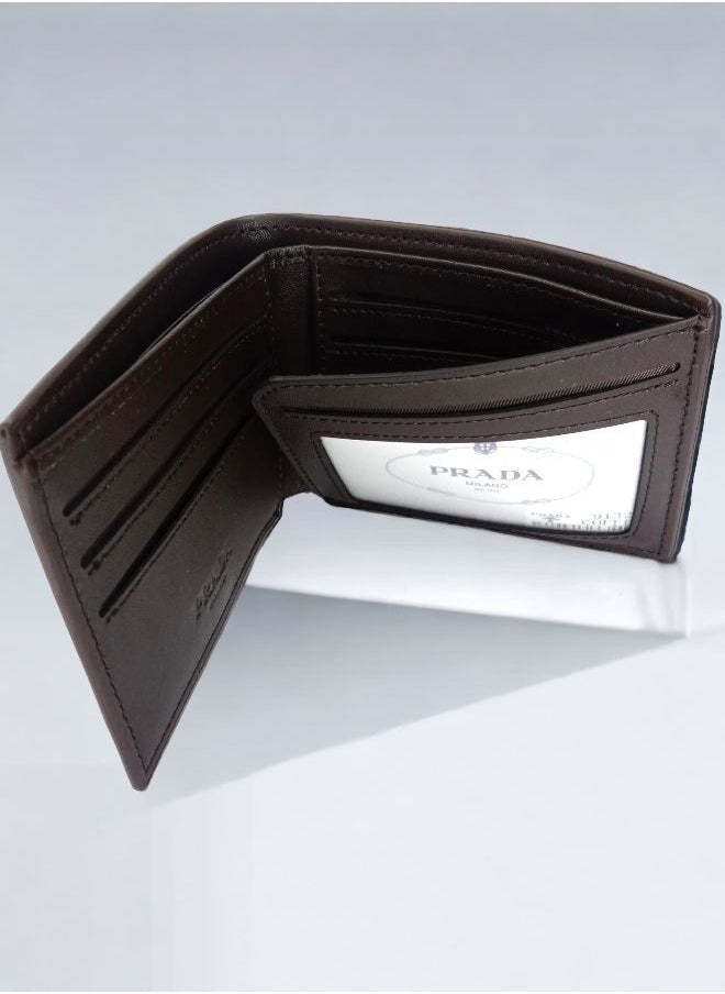 Generic - Prada Men's Bi-fold Wallet - Timeless Elegance in Brown - Image 1