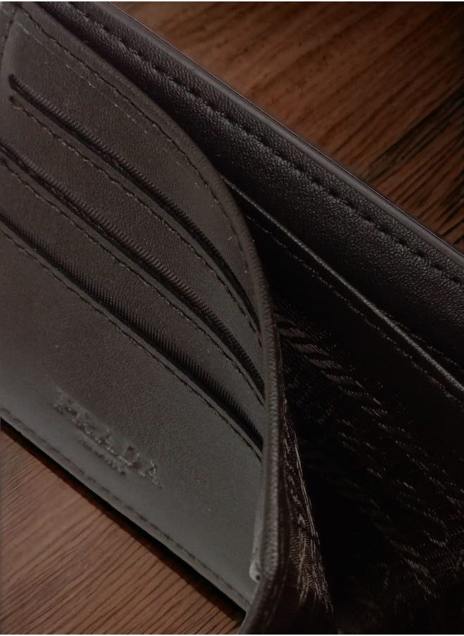 Generic - Prada Men's Bi-fold Wallet - Timeless Elegance in Brown - Image 1