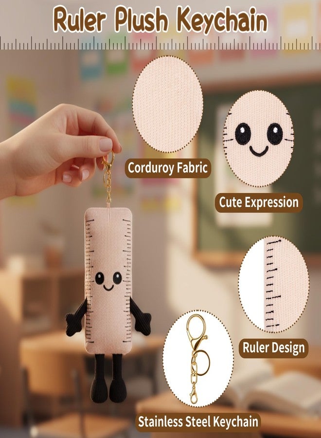 FunisFun Ruler Plush Keychain for Backpacks, Cute Corduroy Soft Ruler Plush, Ideal Gift for Women Office Workers & Daily Use (Beige) - Image 3