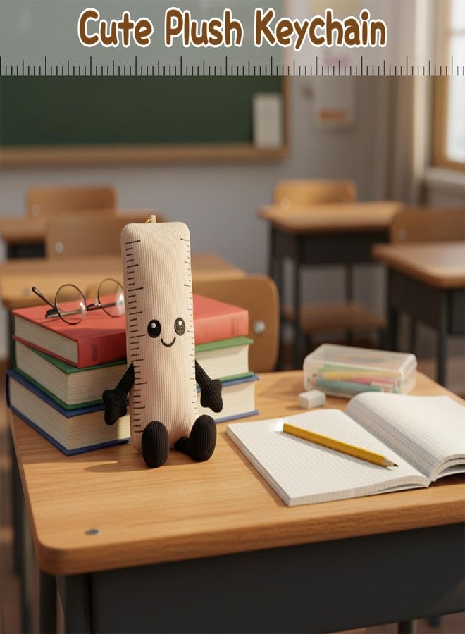 FunisFun Ruler Plush Keychain for Backpacks, Cute Corduroy Soft Ruler Plush, Ideal Gift for Women Office Workers & Daily Use (Beige) - Image 4