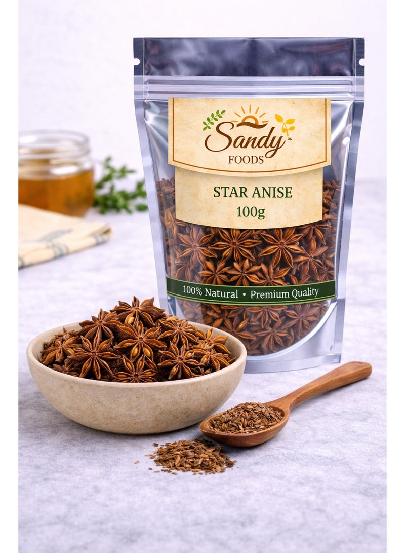Sandy Foods Star Anise 100g – ينسون نجمي – طبيعي 100% – نكهة عطرية قوية – جودة عالية - Image 1