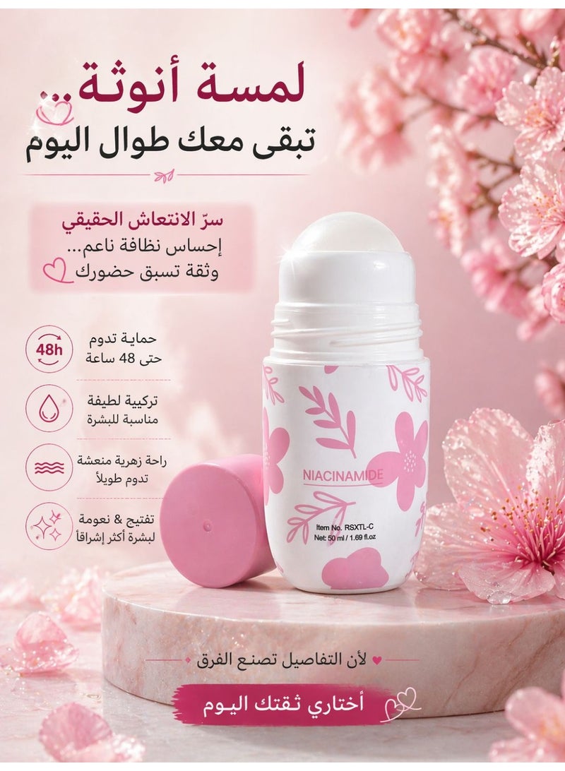 روبي سكين رول أون مزيل عرق بالنياسيناميد بريحة الازهار 50 مل - Image 3