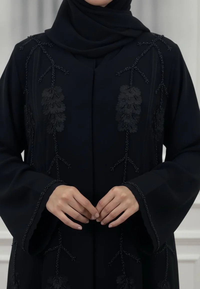 Nukhbaa Salma Embroidered Vine Abaya | Nida Fabric-906