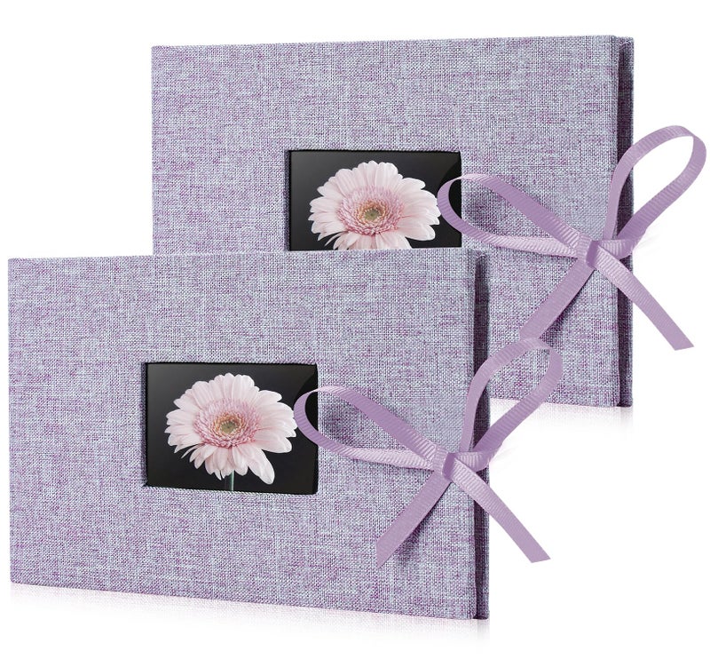 Fabmaker 2 Pack Small Photo Album 4x6 Fabmaker كل ألبوم صورة يحمل 24 صورة أفقية للكتاب البياضية غلاف صورة للكتب صور مع نافذة أمامية مصغرة الكتب لصور 4x6 فنية أو بطاقات بريدية تخزين - Image 1