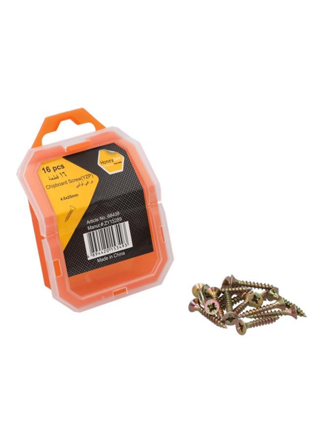 HONEY BEE 16-Piece Corrosion-Proof YZP Chipboard Screws Bronze 4 x 25mm ZY15289  - Image 2