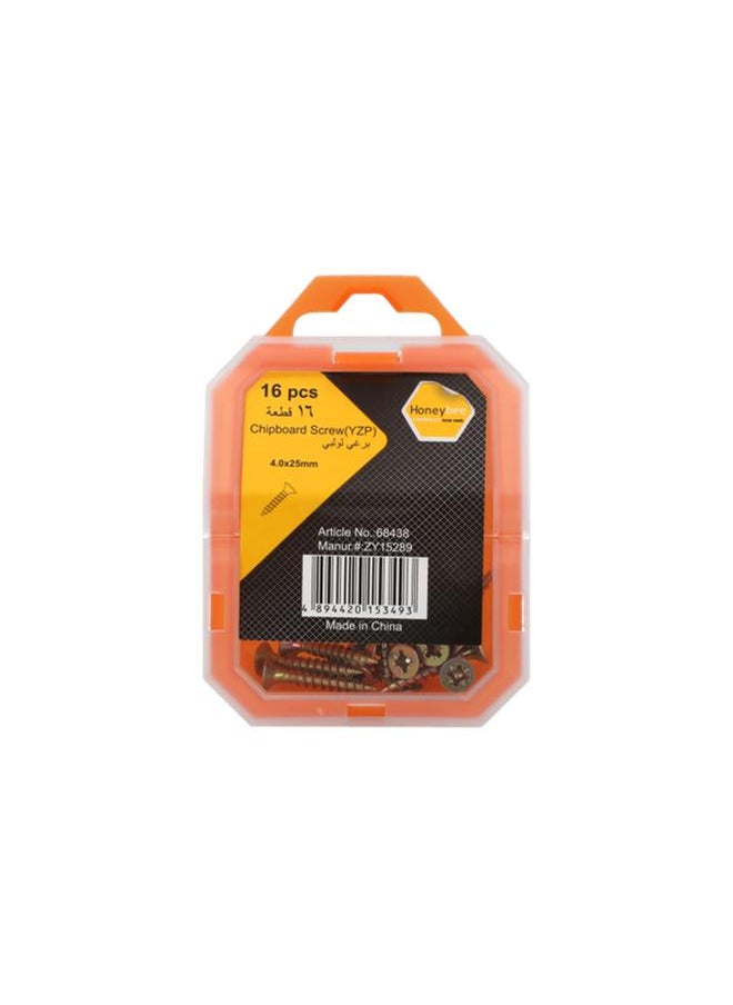 HONEY BEE 16-Piece Corrosion-Proof YZP Chipboard Screws Bronze 4 x 25mm ZY15289  - Image 1