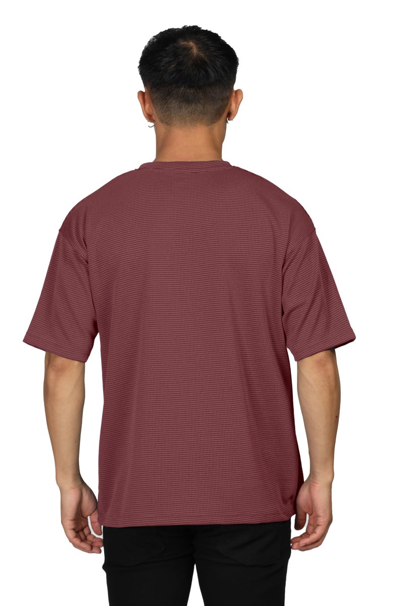 SHODOX® Men Oversized T Shirt Solid Dotted Design | Round Neck Loose Fit Drop Shoulder Casual T-Shirt for Men - Image 3