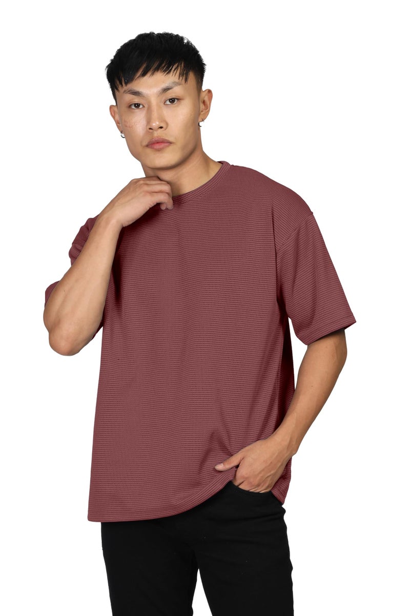 SHODOX® Men Oversized T Shirt Solid Dotted Design | Round Neck Loose Fit Drop Shoulder Casual T-Shirt for Men - Image 2