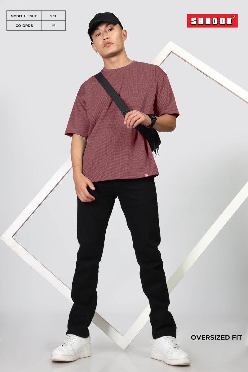 SHODOX® Men Oversized T Shirt Solid Dotted Design | Round Neck Loose Fit Drop Shoulder Casual T-Shirt for Men - Image 5
