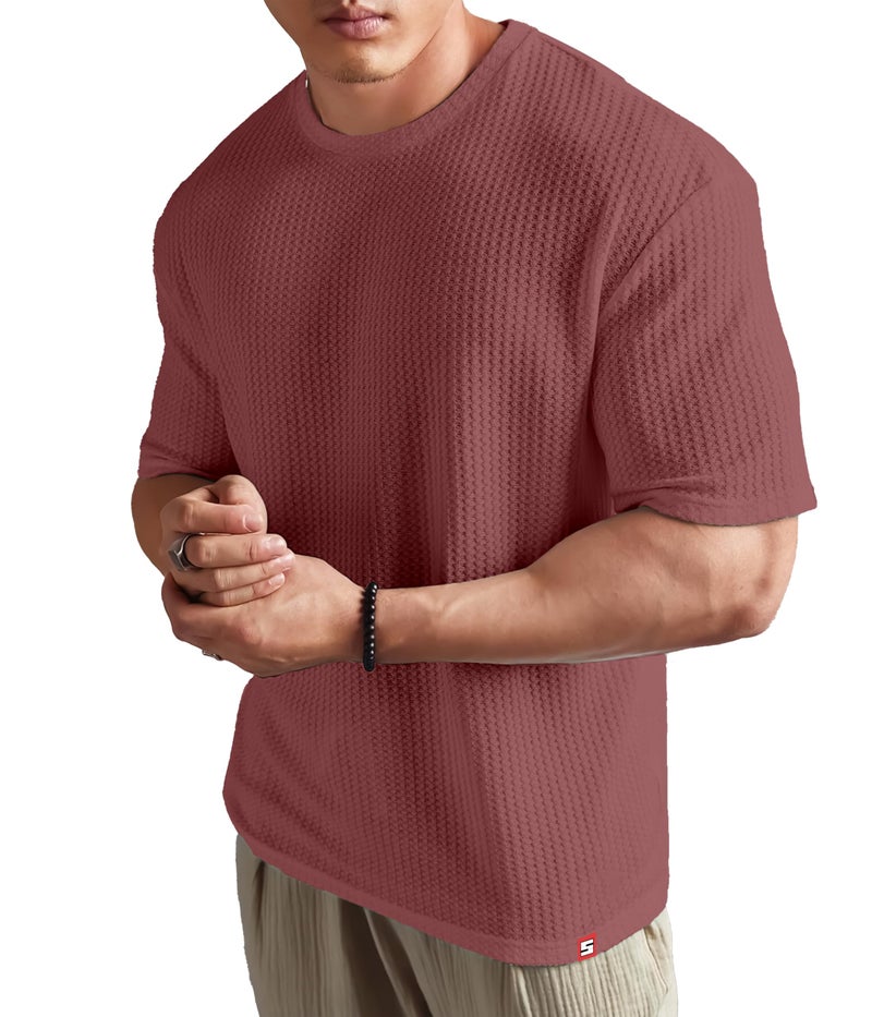 SHODOX® Men Oversized T Shirt Solid Dotted Design | Round Neck Loose Fit Drop Shoulder Casual T-Shirt for Men - Image 1