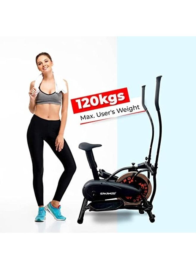 Sparnod Fitness - Orbitrac Elliptical Machine SOB-11000 | Cross Trainer Bike, 7Kg Flywheel, Lcd Display, Adjustable Seat, Built-In Transport Wheels | Supports Upto 120Kg User Weight. - Image 1