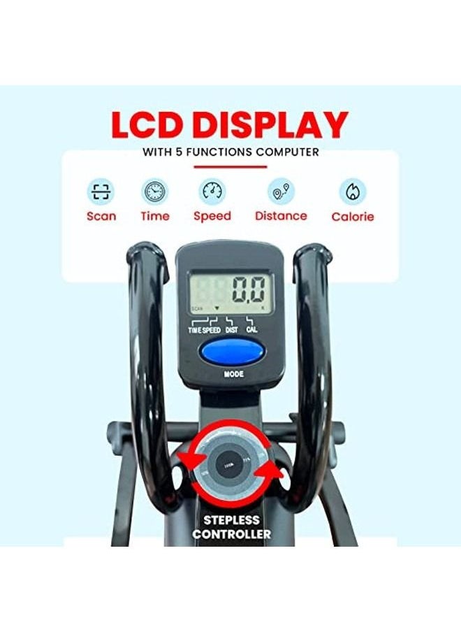 Sparnod Fitness - Orbitrac Elliptical Machine SOB-11000 | Cross Trainer Bike, 7Kg Flywheel, Lcd Display, Adjustable Seat, Built-In Transport Wheels | Supports Upto 120Kg User Weight. - Image 1