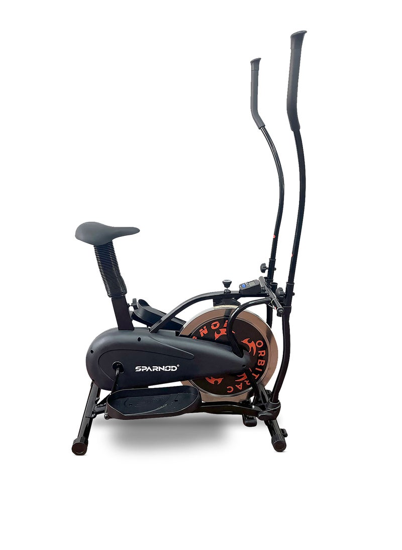 Sparnod Fitness - Orbitrac Elliptical Machine SOB-11000 | Cross Trainer Bike, 7Kg Flywheel, Lcd Display, Adjustable Seat, Built-In Transport Wheels | Supports Upto 120Kg User Weight. - Image 1