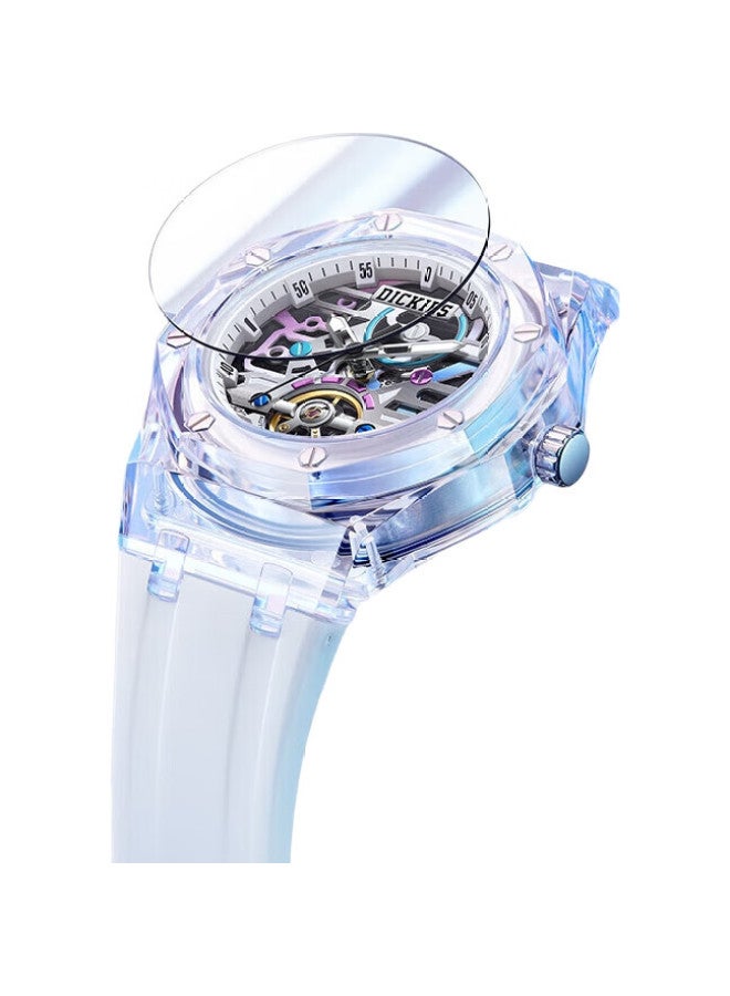 Dickies Mechanical Watch, Student Watch For Men And Women, Fully Automatic, Waterproof, Trendy, Cool, Hollow Design, Gift-Giving, Cl-568, Transparent Black - Image 3