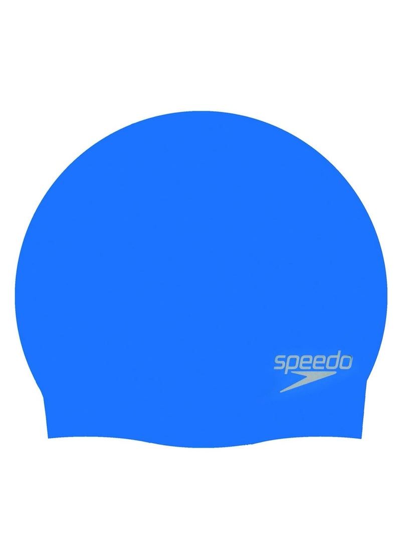 سبيدو قبعة سباحة سيبو من السيليكون للجنسين، باللون الأزرق النيون – معزولة، مقاس واحد - Image 1