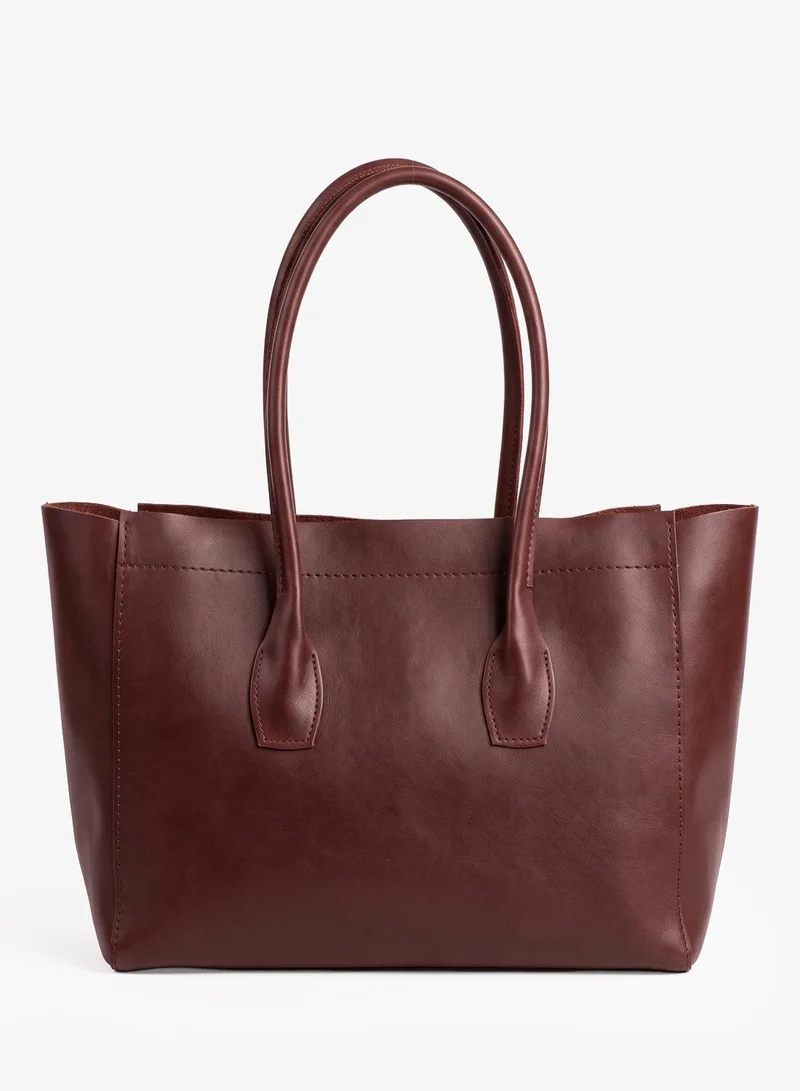 ايلا Brown PU Classic Tote Bag
