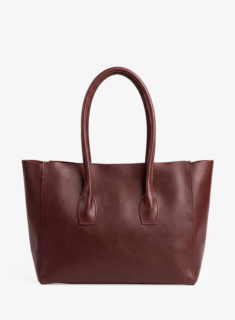 ايلا Brown PU Classic Tote Bag