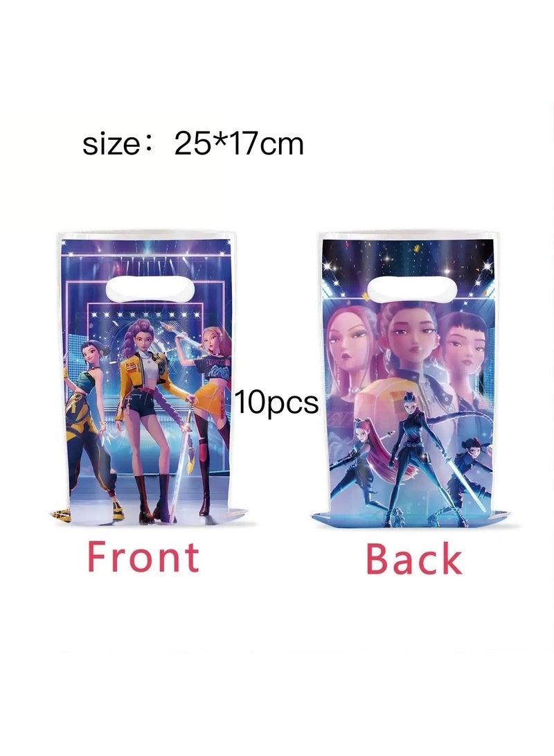 20pcs gift bags demon hunter plastic gift bags for theme event party candy bag for packaging holiday supplies for girls and boys - Image 2