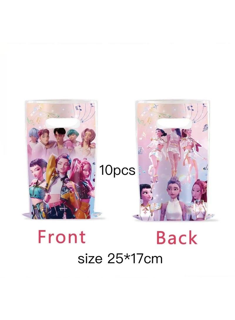 20pcs gift bags demon hunter plastic gift bags for theme event party candy bag for packaging holiday supplies for girls and boys - Image 1