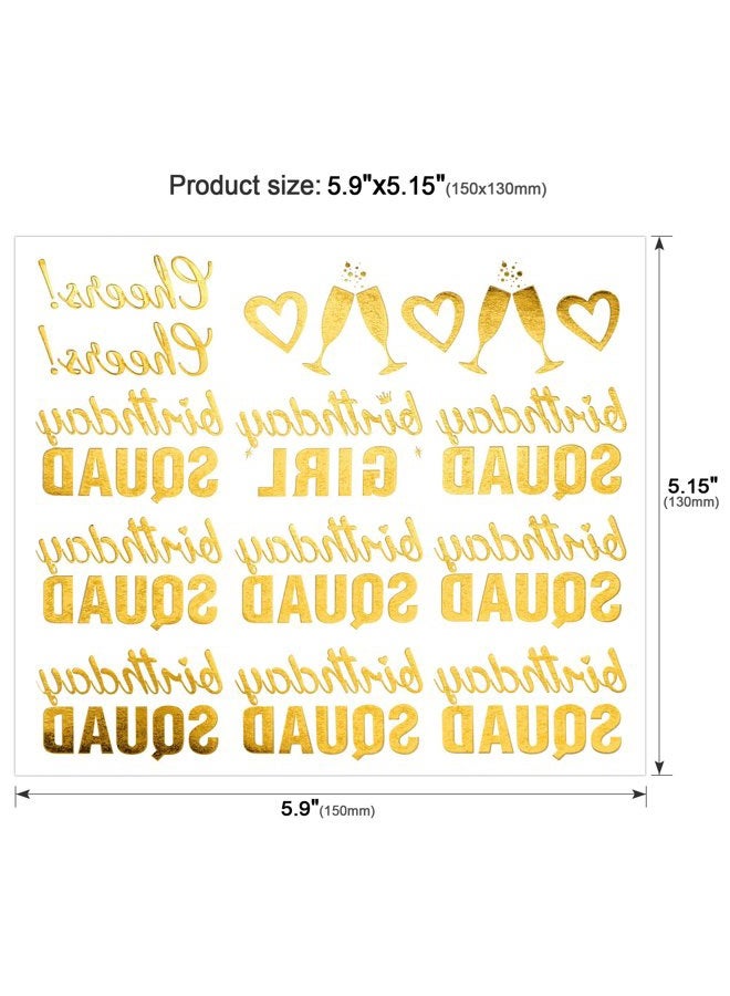 Konsait Birthday Tattoos(32Designs),Konsait Metallic Temporary Tattoos for Girls Kids Birthday Party Celebration Accessories-Birthday Girl,Birthday SQUAD,Cheers,Happy Birthday Party Bag Filler Favors Supplies - Image 3