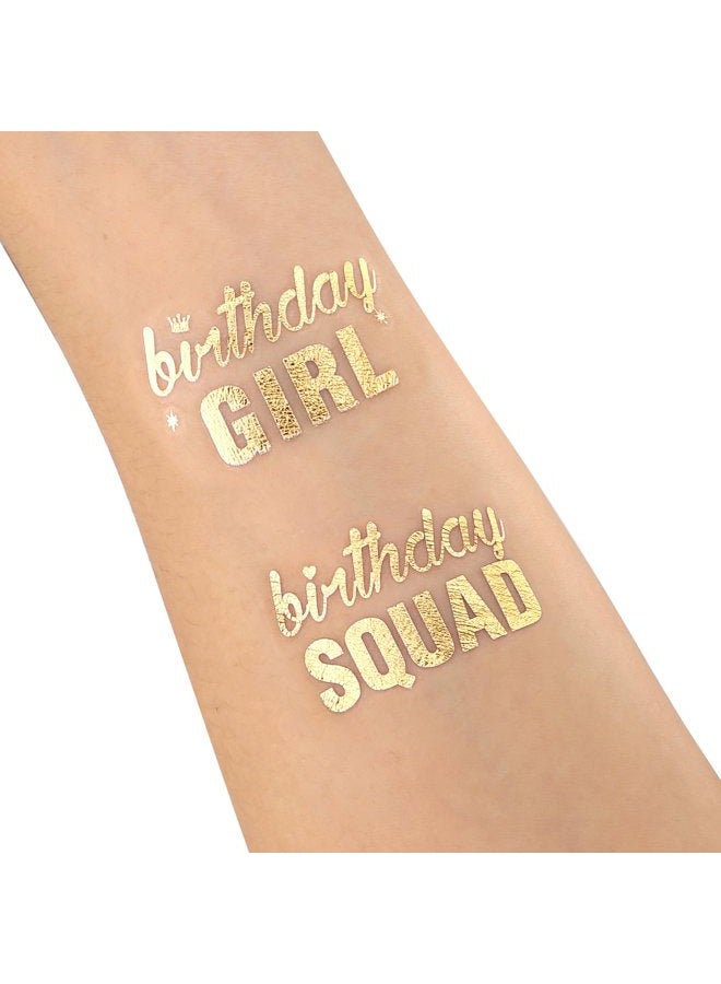 Konsait Birthday Tattoos(32Designs),Konsait Metallic Temporary Tattoos for Girls Kids Birthday Party Celebration Accessories-Birthday Girl,Birthday SQUAD,Cheers,Happy Birthday Party Bag Filler Favors Supplies - Image 5