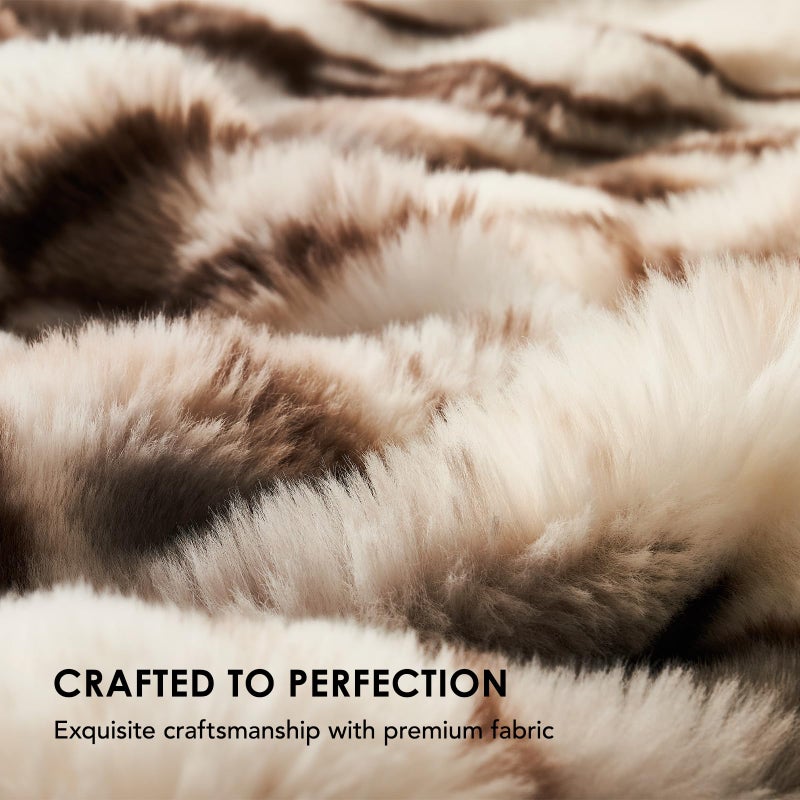 EVERGRACE Ultra Soft Luxury Fluffy Ridgeline Faux Rabbit Fur Throw Blanket  Thick Warm Bubble Throw for Bed  Cozy Plush Reversible Blankets for Couch  Chair  Sofa  Beige & Gray  50x60 Inches  870 GSM - Image 4