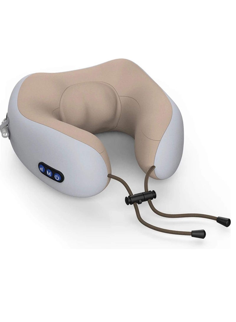 ELTRAZONE Travel Pillows For Sleeping Airplane, Electric Neck Massager Soft Comfortable Breathable U-Shaped Memory Foam Massage Neck Pillow For Car Home And Office - Image 1