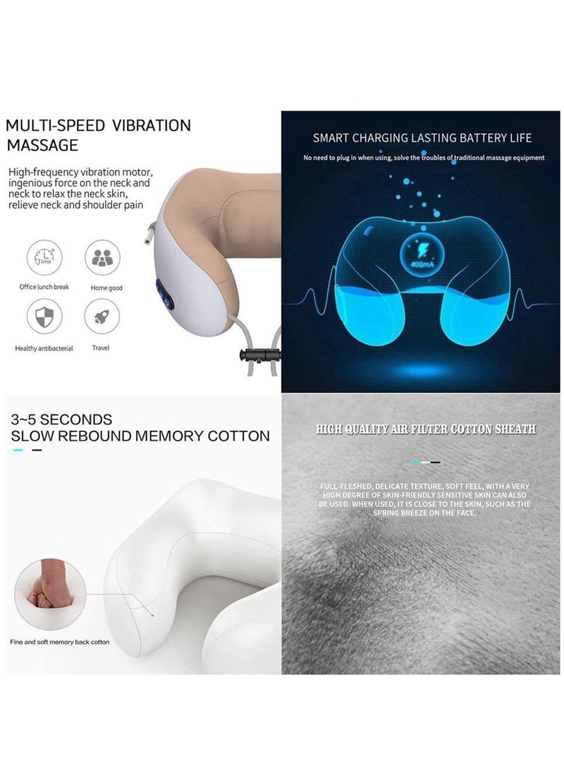 ELTRAZONE Travel Pillows For Sleeping Airplane, Electric Neck Massager Soft Comfortable Breathable U-Shaped Memory Foam Massage Neck Pillow For Car Home And Office - Image 5