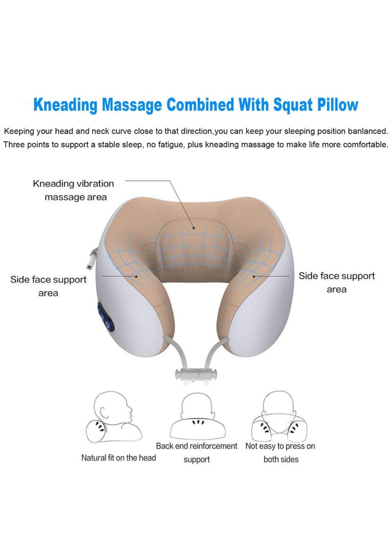ELTRAZONE Travel Pillows For Sleeping Airplane, Electric Neck Massager Soft Comfortable Breathable U-Shaped Memory Foam Massage Neck Pillow For Car Home And Office - Image 4