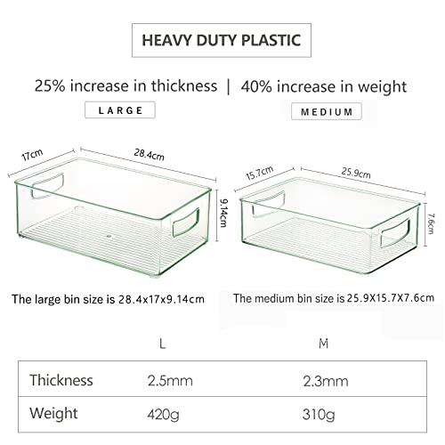 Hudgan Set Of 8 Fridge Organizer Bins, Stackable Plastic Organizer Bins for Fridge Pantry, 4 Large and 4 Small Refrigerator Organizers and Storage - Food Safe, BPA Free - Image 4