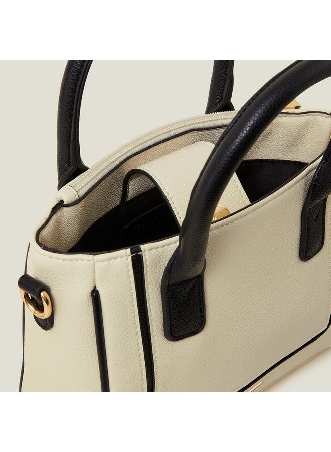 Accessorize London Women's Cream Two-Tone Faux Leather Handbag | hand bags for women stylish medium size | Ladies Purse | Shoulder bag for woman - Image 4