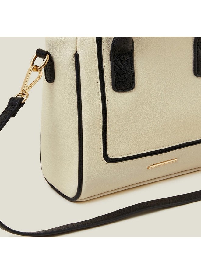 Accessorize London Women's Cream Two-Tone Faux Leather Handbag | hand bags for women stylish medium size | Ladies Purse | Shoulder bag for woman - Image 5