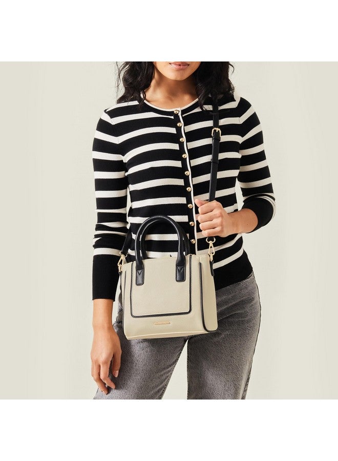 Accessorize London Women's Cream Two-Tone Faux Leather Handbag | hand bags for women stylish medium size | Ladies Purse | Shoulder bag for woman - Image 2