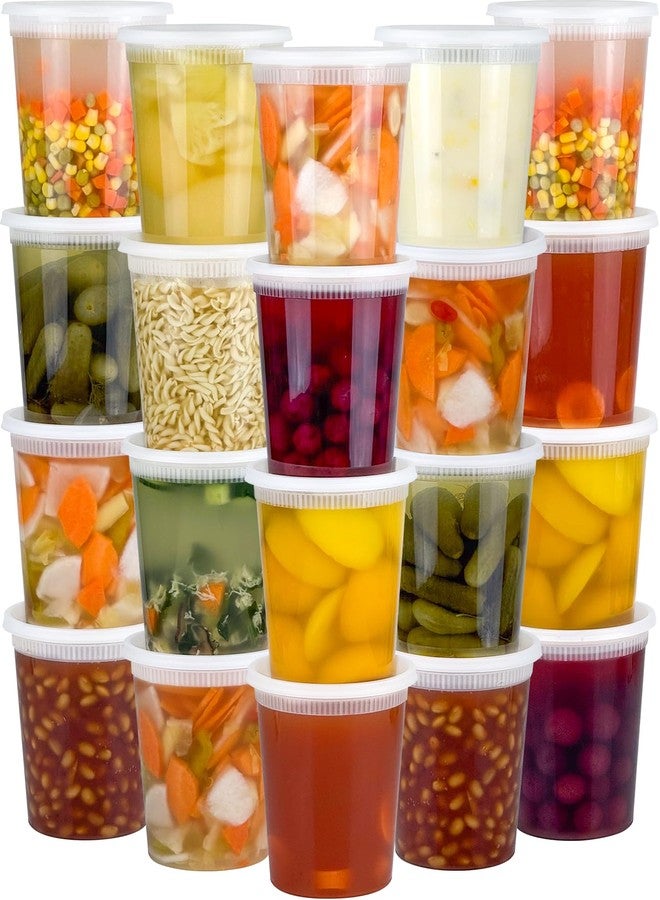 Dipoo 40 Sets (80-Piece) Deli Containers with Lids 32 oz, Leak-Proof & BPA Free Airtight Takeout Plastic Food Storage Containers for Soup, Freezer/Microwave/Dishwasher Safe - Image 1