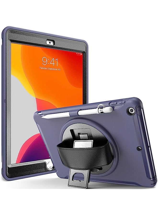 Procases Ipad 10.2 9Th Gen 2021 / 8Th Gen 2020 / 7Th Generation 2019 Ipad Case, Rugged Heavy Duty Shockproof Cover Case With Handle And Rotating Kickstand For 10.2 Ipad 9/8/7-Darkblue - Image 1