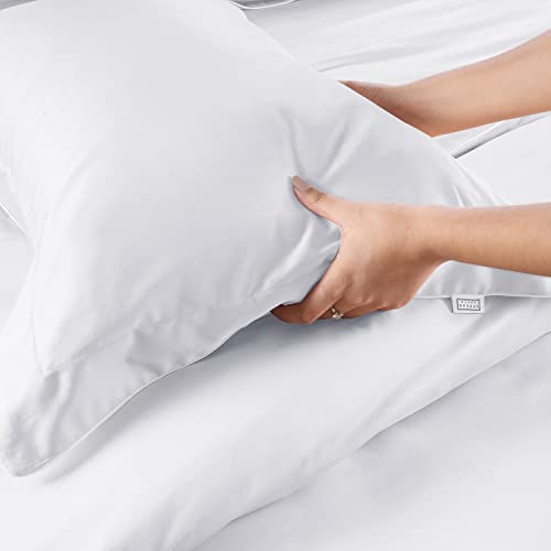 SPREAD SPAIN 500 Thread Count Italian Pure Cotton Flat Sheets, 108" X 108" Inch Super King Size Bedsheet With 2 Pillow Cases, Wrinkle Free Cotton Sheets,White,500 TC - Image 3