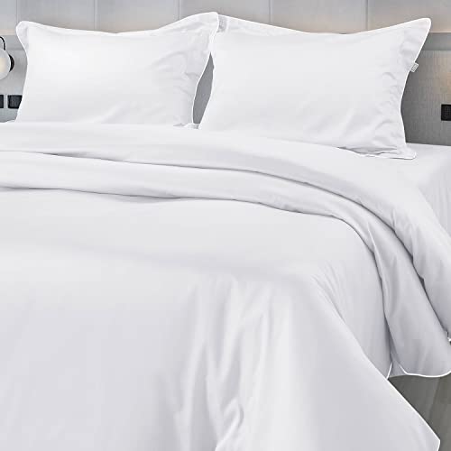 SPREAD SPAIN 500 Thread Count Italian Pure Cotton Flat Sheets, 108" X 108" Inch Super King Size Bedsheet With 2 Pillow Cases, Wrinkle Free Cotton Sheets,White,500 TC - Image 1