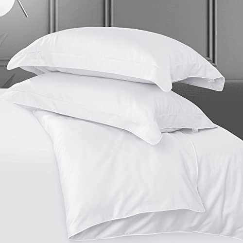 SPREAD SPAIN 500 Thread Count Italian Pure Cotton Flat Sheets, 108" X 108" Inch Super King Size Bedsheet With 2 Pillow Cases, Wrinkle Free Cotton Sheets,White,500 TC - Image 5