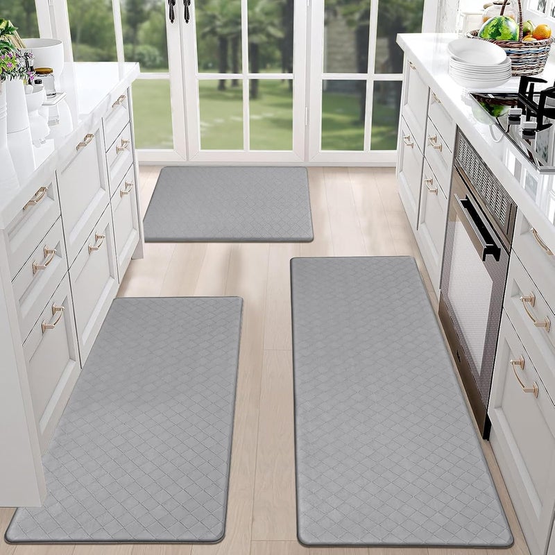 HEBE Anti Fatigue Kitchen Mats for Floor 3 Piece Set Non Slip Waterproof Comfort Standing Mat Runner for Home Office, Sink, Laundry - Image 1