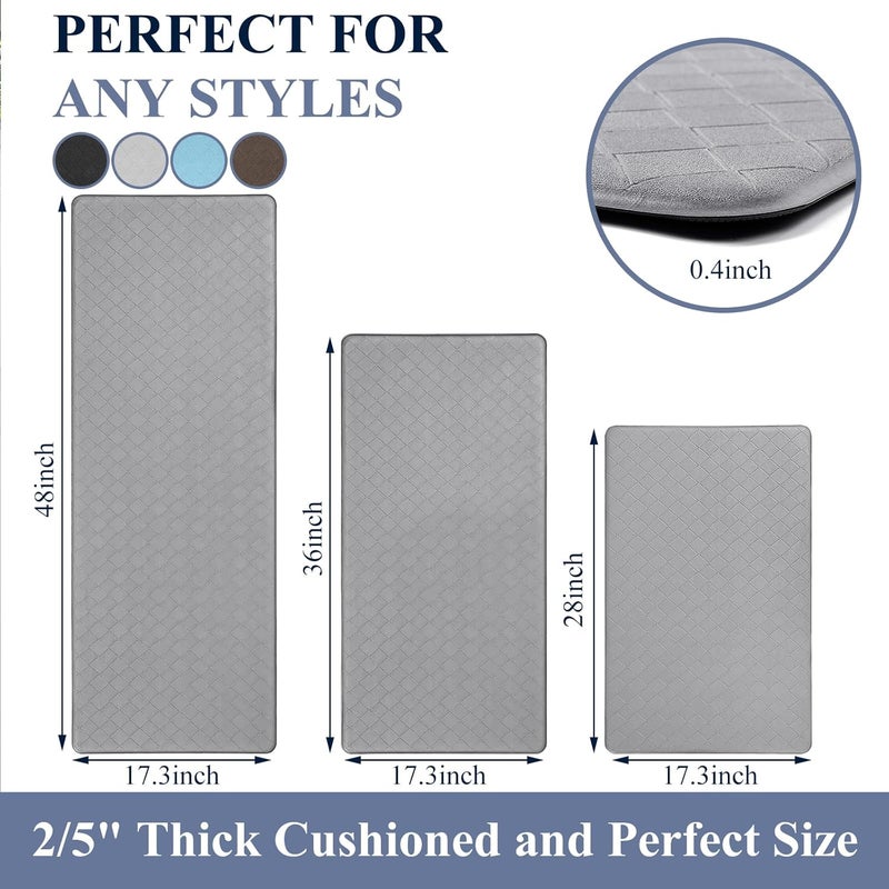 HEBE Anti Fatigue Kitchen Mats for Floor 3 Piece Set Non Slip Waterproof Comfort Standing Mat Runner for Home Office, Sink, Laundry - Image 2