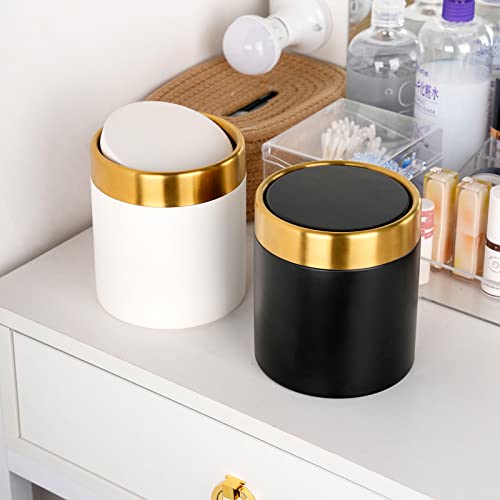 JILLICK Mini Trash Can with Lid, Small Metal Desktop Trash Bin with Swing Lid, 1.5L / 0.4 Gal Countertop Waste Bin for Desk, Vanity, Bathroom, Coffee Bar and Office, Black - Image 2